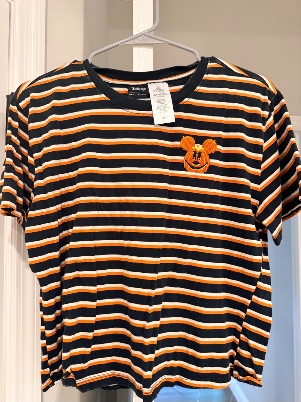 Disney parks Mickey pumpkin her universe Striped medium adult t shirt